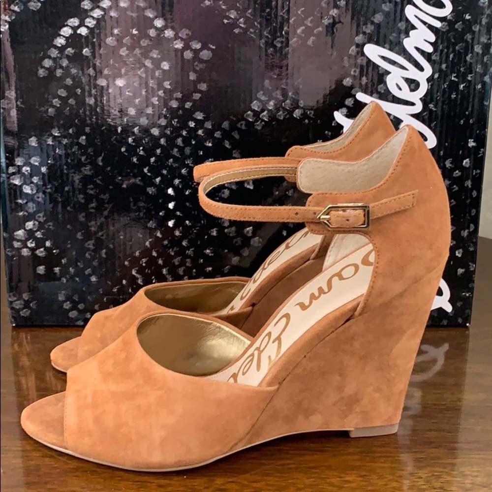 Sam Edelman NWOT Raven Open Toe Ankle Strap Wedge - Picture 2 of 8